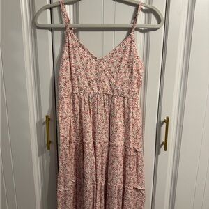 Pink Floral Tiered Dress - Hollister (Size S)